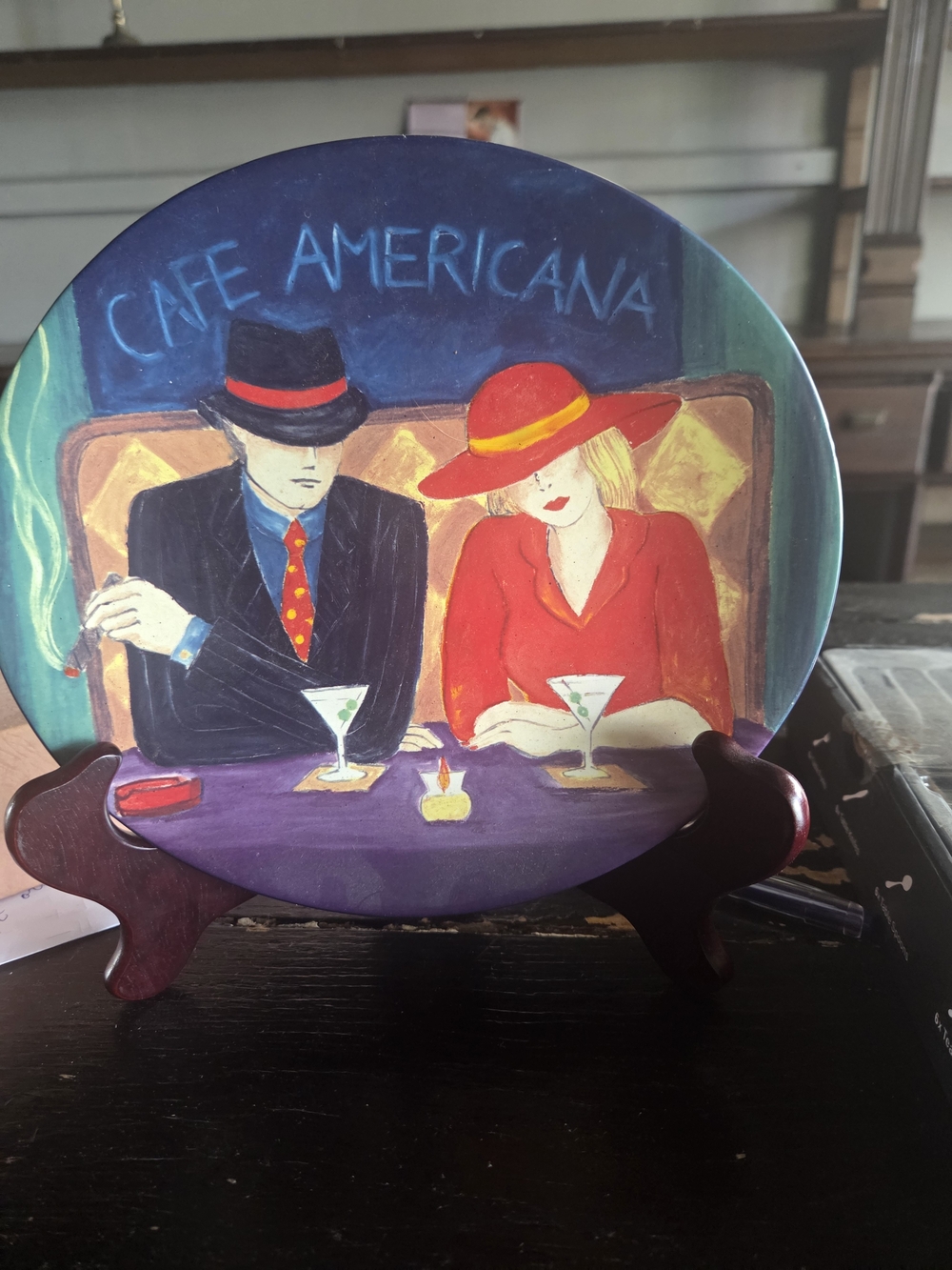 Sango Cafe Americana Plate - Red & Blue